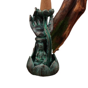 Chinese Style Brass Buddha Hand Lotus <b>Incense</b> Holder <b>Cone</b> Type Religious Decor Home Use Hand Made Metal Ornament - Product Image 5