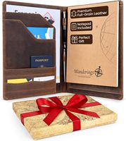 Portafolios de Cuero Vintage de 10x13 Pulgadas |   Organizador de Currículum Profesional Hecho a Mano |   Portafolio de Documentos Antiguo con Bloc de Notas