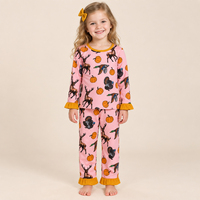Ensembles de pyjamas de Thanksgiving pour bébés filles, motif citrouilles et cerfs, avec haut à volants et pantalon, vente en gros