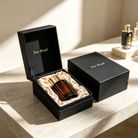 Kotak Parfum Magnetik Hitam Mewah Logo Kustom Kotak Kemasan Kardus Kaku Daur Ulang untuk Botol Kosmetik