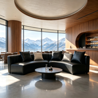 Canapé en cuir incurvé moderne sur mesure pour restaurant, hôtel, espace commercial, fabricant de meubles OEM ODM Chine, vente en gros