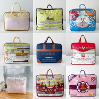 Sac de rangement durable pour couverture, couette, oreiller, couvre-lit, ensemble de literie avec fermeture éclair et poignée, imprimé en sérigraphie PVC