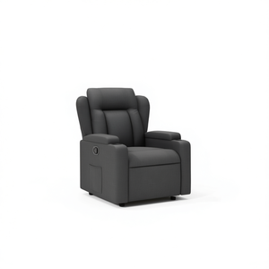 Dark <b>Grey</b> Polyester Recliner Chair Manual Operation Metal <b>Frame</b> Contemporary Design Living Room Furniture - Product Image 1