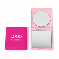 Miroir compact pliable de forme carrée, impression personnalisée, miroir de poche, miroirs promotionnels en plastique
