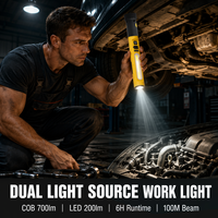 Lámpara de Trabajo Magnética con Doble Fuente de Luz LED COB, Indicador de Batería Tipo C, Gancho Portátil para Servicio Automotriz y Camping