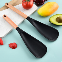Lot de 2 spatules en silicone avec manche en bois pour ustensiles de cuisine antiadhésifs