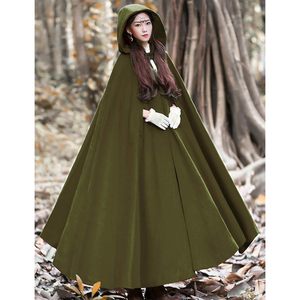 FOXA <b>Women</b> Wool Blend Hooded <b>Cape</b> Autumn Winter Windproof Maxi Cloak Elegant Style Long <b>Coat</b> - Product Image 2