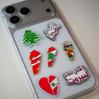 Écusson en métal émaillé avec symbole national du Liban, cèdre de Beyrouth, lettre arabe, en zinc et fer électroplaqué, gaufré, avec colle 3M