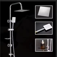 Robinet de colonne de douche de pluie à une poignée chromée Robinet de salle de bain en laiton poli Modèles de pulvérisation de massage doux Appartements