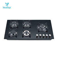 Table de cuisson à gaz 5 brûleurs au design populaire, cuisinière à gaz domestique à chauffage efficace, plaque de cuisson à gaz encastrable multi-brûleurs