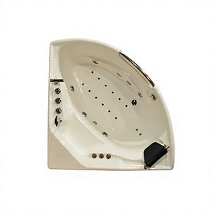 Bañera de Hidromasaje Moderna de Esquina con 12 Jets, Jacuzzi de Acrílico con Grifo, Reposacabezas y Reposabrazos para Baño - Product Image 1