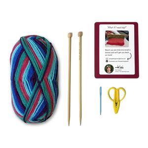 Colorful DIY Tie Dye Scarf <b>Knitting</b> <b>Kit</b> For <b>Beginners</b> With Wool Yarn And Step By Step Video Tutorial For Creative Craft - Product Image 2