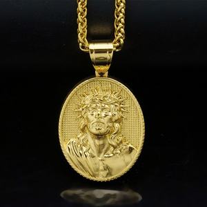 Collier pendentif religieux de luxe en acier inoxydable fin, couleur or 14 carats, non ternissant, pour homme et femme - Product Image 2