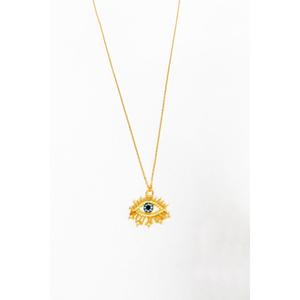 Collana in argento con occhio di ciglia in pietra acqua marina da donna