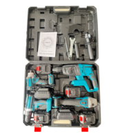 Kit combiné d'outils électriques sans fil au lithium-ion 20V 6.0-Ah, comprenant une faucille et une pioche, emballé dans un coffret rigide