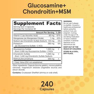 Cápsulas de Glucosamina y Condroitina con Dimetilsulfona y Baya del Saúco, Extra Fuerte, para la Salud de las Articulaciones, Flexibilidad y Antioxidante - Product Image 6