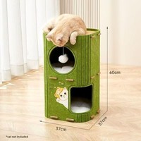 Lit pour chat en feutre double couche et MDF, arbre à chat à 2 niveaux, structure d'escalade, griffoir antidérapant, design fermé - Utilisation intérieure toutes saisons, facile à assembler