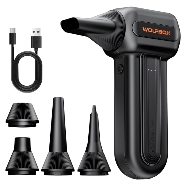 WOLFBOX MF60 Electric Air Duster 110000RPM Super Power Cordless Mini Blower 3-Gear Adjustable Dust Blower for Car Cleaning Tool