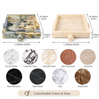 Plateau décoratif carré en travertin de qualité supérieure ODM OEM, plateau de présentation en marbre avec pieds ronds pour la décoration de la maison, de la salle de bain et des tables