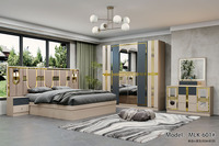 Ensembles de lit King Size MDF simple économique style turc maison chambre 5 pièces maison modulaire commode ensembles de chambre à coucher