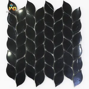 Yaprak siyah Marquina mermer mozaik fayans backboards döşeme dayanıklı blazed mozaik fayans için kullanılır