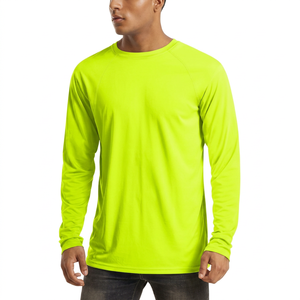 Men's Adults Long Sleeve Breathable Rash Guard Solid <b>Neon</b> Green 100% Polyester Quick Dry UPF50+ Anti UV Swim Shirt - Product Image 1