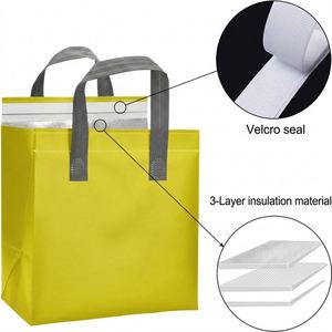 Custom <b>Disposable</b> Non Woven Aluminum Foil Laminated Thermal <b>Barbecue</b> Insulation Packaging Bag Silk Screen Printed Shoulder - Product Image 3