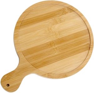 Bandeja <span class=keywords><strong>de</strong></span> Bambú para Pizza con Textura Clara, Asa Curva, Plato Redondo para Servir Pizza en Casa (10 Pulgadas para Pizzas <span class=keywords><strong>de</strong></span> 9 Pulgadas) - Product Image 1