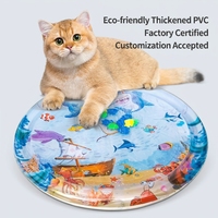 Tapis rafraîchissant interactif 2-en-1 de luxe pour chat avec injection d'eau et gonflage, et pompe à air intégrée pour l'été