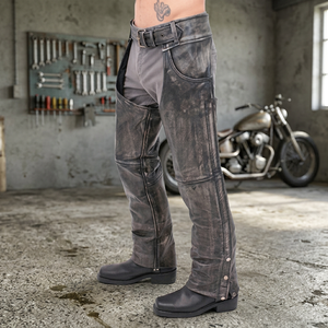 Chaps de cowboy western 100% cuir véritable, souples et respirants, de haute qualité, avec fermeture à boucle au design personnalisé, taille mi-haute, pour l'équitation - Product Image 4