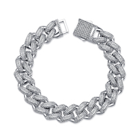 Bracelet cubain pour hommes, en plaqué argent, maille en chaîne, Hip Hop rappeur, bijoux en diamant glacé