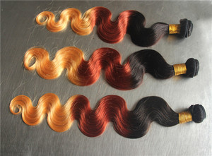 Extensiones de Cabello Humano con Tres Tonos de Color Ombre 6a 1B 33 27, Extensiones de Cabello Teñido Color Vino - Product Image 2