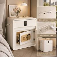 Coffre-fort de chambre à coucher de style meuble avec serrure à clé, ports de charge USB Type-C, multiprise intégrée et rangement dissimulé pour objets de valeur
