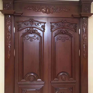 Villa résidentielle moderne en bois entrée principale porte d'entrée design extérieur antique double sculpté porte en bois de teck massif - Product Image 3