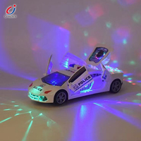 Voiture de police jouet à piles Chengji, simulation de course, portes ouvrantes, avec musique et éclairage, pour enfants