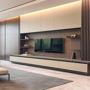 Muebles de Lujo Modernos para Dormitorio y Sala de Estar Estilo Granja, Mueble de TV Suspendido de Madera Sólida para Montar en la Pared - Product Image 5