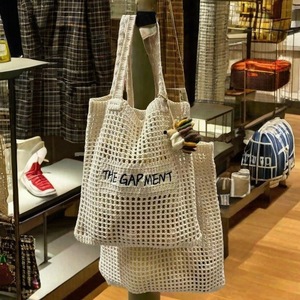 Bolso tote de punto hueco estilo informal para mujer, bolso de hombro tejido de gran capacidad, nuevo bolso informal para uso diario, escuela, compras - Product Image 2