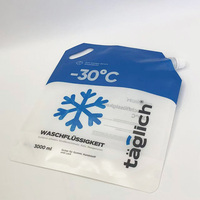 Pochette souple verticale de 3000 ml avec bec verseur et poignée, imprimée par gravure, résistante à la corrosion et recyclable, pour liquide lessive