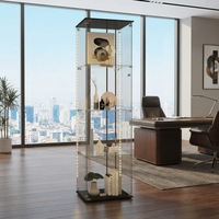 Vitrine à vin moderne à porte simple verrouillable, quatre niveaux en verre trempé, éclairage LED, panneaux blancs et noirs, décoration intérieure haut de gamme