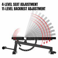 Banc de musculation multifonctionnel commercial pour salle de sport, banc de sit-up domestique avec 11 niveaux de réglage de la pente