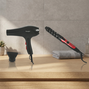 Set Asciugacapelli e Ferro Arricciacapelli Kooper Rosso con Potenza di 1800W e Voltaggio 220-240V, Strumenti per lo Styling - Product Image 2