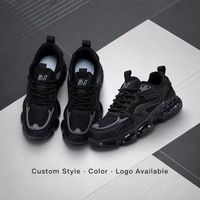 Baskets de sport noires et grises style Mecha, chaussures de course d'extérieur à coussin d'air amortissant les chocs