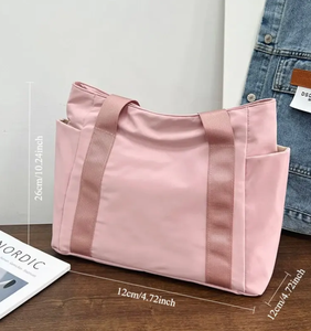 Nouveau sac fourre-tout en toile uni pour femme avec fermeture éclair, sac à bandoulière grande capacité, sac de shopping - Product Image 6