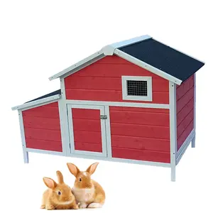 Jaalex Wholesale Cheap Wooden Rabbit Hutches Outdoor Waterproof Red Rabbit Cage Indoor For Sale