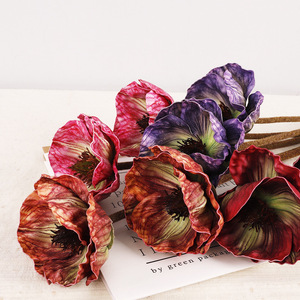 ดอกป๊อปปี้ประดิษฐ์ผ้าไหมจำลองคุณภาพสูงตกแต่งบ้านอุปกรณ์ประกอบฉากงานแต่งงาน 8 ชิ้นหลากสี - Product Image 3