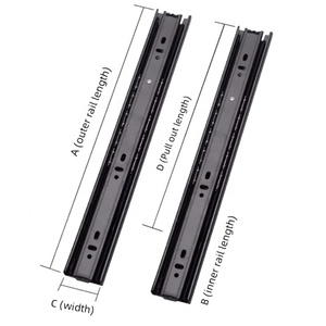 超短缓冲6英寸8英寸三节阻尼抽屉滑轨柜桶自吸导轨电脑桌 - Product Image 1