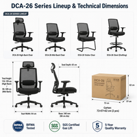 Chaise de bureau ergonomique à dossier haut en maille avec appui-tête, accoudoirs 3D et pivotement à 4 positions
