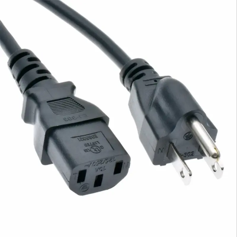 10 feet 3meter 18AWG 110V US C13 plug cord 3 core three pin plug tail outlet standard product suffix power cord