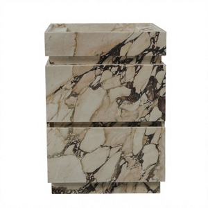 Meuble de salle de bain moderne en marbre Calacatta Viola avec vasque rectangulaire simple pour hôtel - Product Image 1