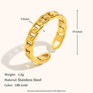 Dingran Aanslag Gratis Sieraden Accessoires Minimalistische Kettingopening Ringen 18K Verguld Roestvrij Staal Miami Cubaanse Ketting <span class=keywords><strong>Ring</strong></span> - Product Image 2